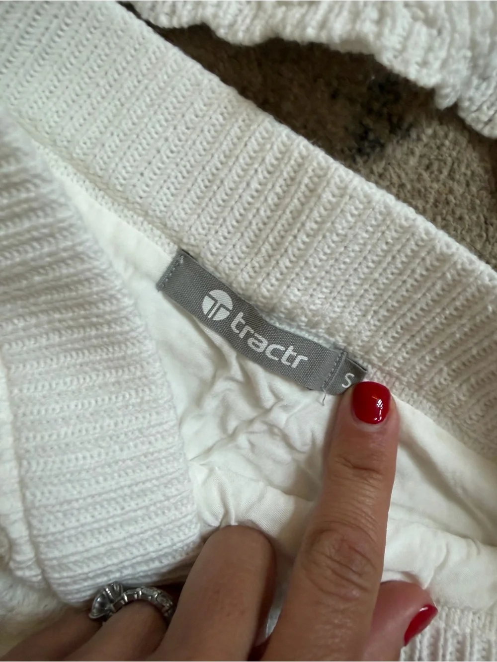 Tractr Cream Knit Button-Front Tank & Skirt Set